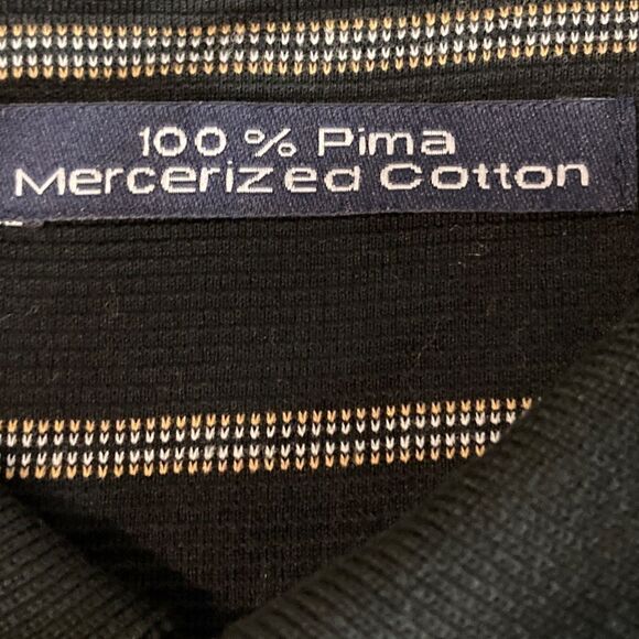 Mercerised Pima Cotton Stripe Polo Shirt Size L - Picture 3 of 7